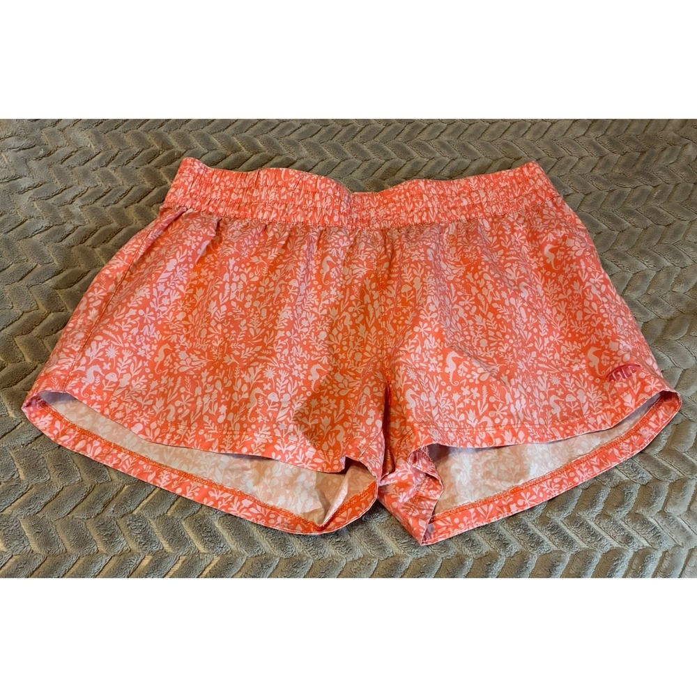 Aftco Women Large Conch Peach White Shorts Zip Pocket Fishing Sea Life Outdoor